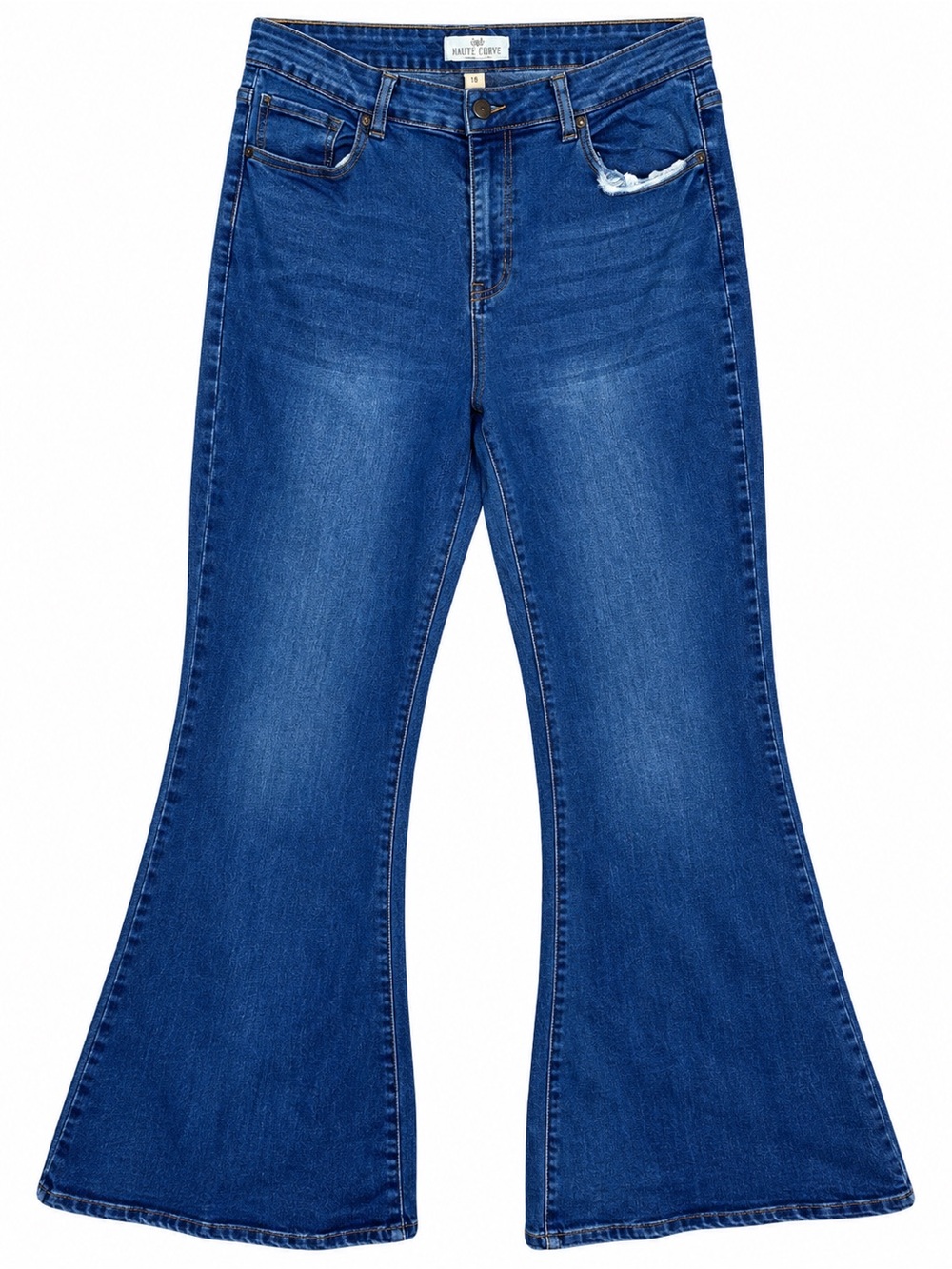 Haute Curve Plus Size Flare Jeans Blue Denim Size 18